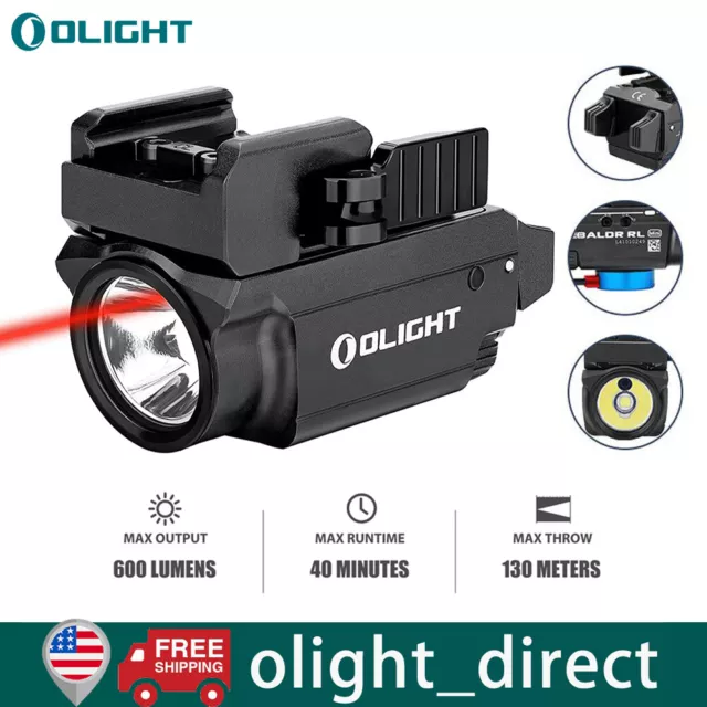 OLIGHT Baldr RL Mini 600-lumen Rail Mounted LED Tactical Light Pistol Red Laser