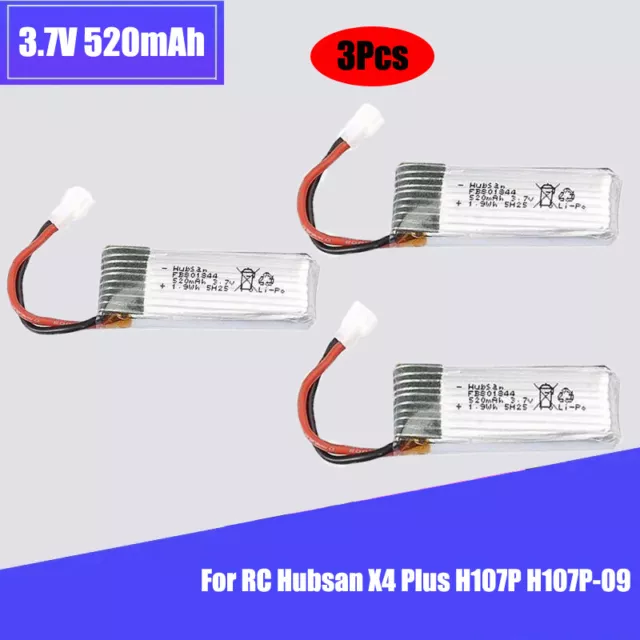 3Pcs 3.7v 520mah 25C 1S LiPo Power battery for Hubsan X4 Plus H107P H107P-09