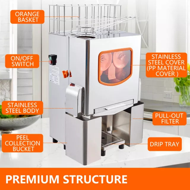 Commercial Electric Orange Squeezer Juice Fruit Maker Juicer Press Machine 110V 3