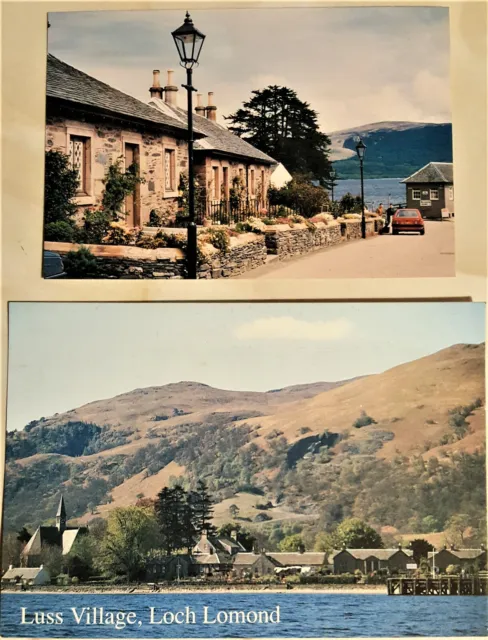 Luss Village Loch Lomond, 2 postcards 1990's unused VGC, free postage UK