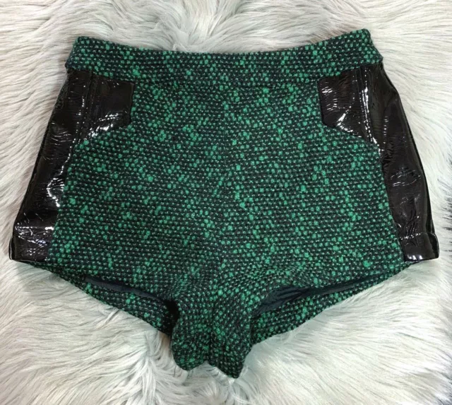 Asos Knit Green Black Clubbing Sexy Short Shorts Size 4 Nice!