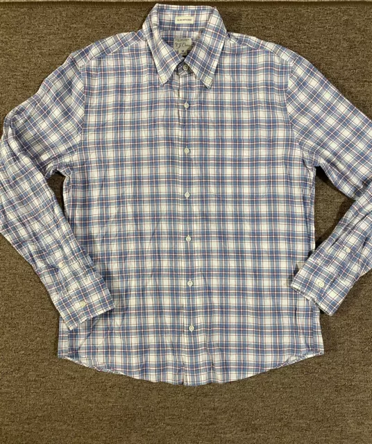 J.Crew Slim Untucked Men's Sz M Blue/White/Red Plaid Long Sleeve Button-Up Shirt