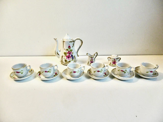 Vintage, superbe petite dinette porcelaine 12 pièces ancien