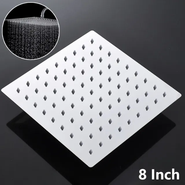 8" Square Rainfall Shower Head Chrome Stainless Steel Bathroom Rain Sprayer