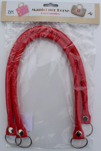 1 Paar hochwertige Taschengriffe, lederoptik, glatt, rot, 55cm