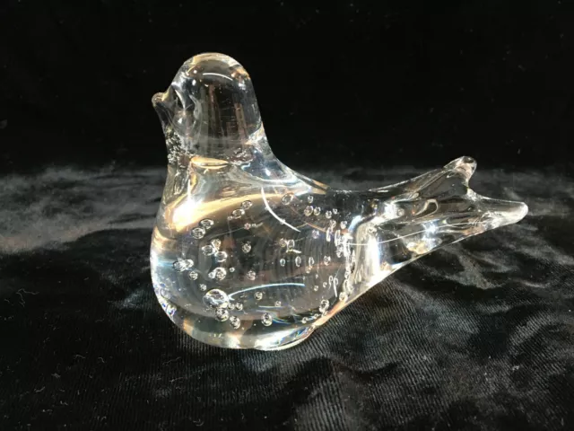 Towle by Leonard Clear Glass Controlled Bubble Bird Paperweight