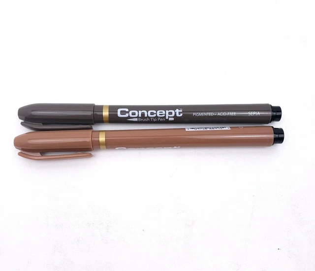 CONCEPT BRUSH ARTIST Art Drawing Pen Fine Tip Sepia Sanguine Browns Lot