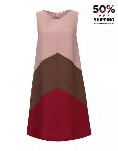 RRP€395 P.A.R.O.S.H. Lachix Trapeze Dress Size M Wool Blend Pink Colour Block