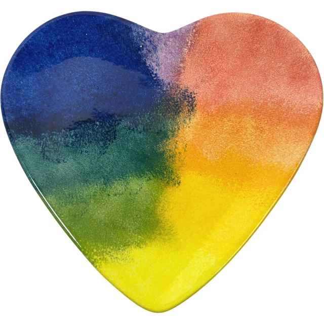 HAND PAINTED PLATE Maryse Boxer Heart Shaped Multi Coloured