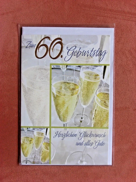 GLÜCKWUNSCHKARTE ZUM 60. Geburtstag Karte Glückwünsche Doppelkarte EUR