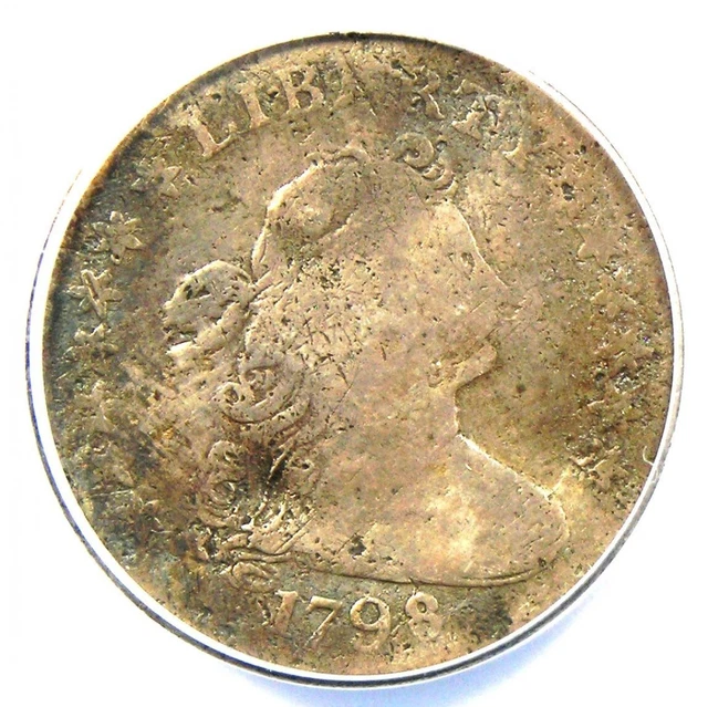 1798 Draped Bust Dime 10C Coin. Certified ANACS VG8 Detail - Rare Date