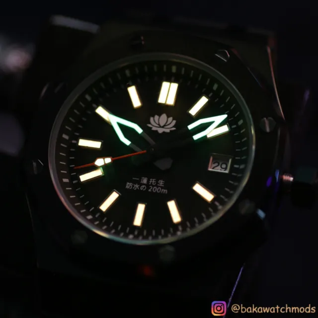 Stealth 41mm AP Orange Lume Lotus Custom Seiko Mod (NH35 Movement)