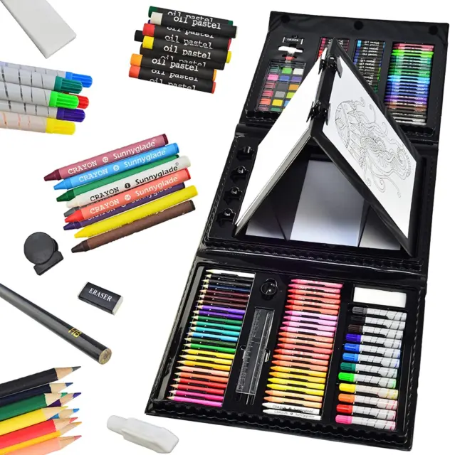 Art Set Drawing Colored Pencils Paint Brush Oil Pastels Art