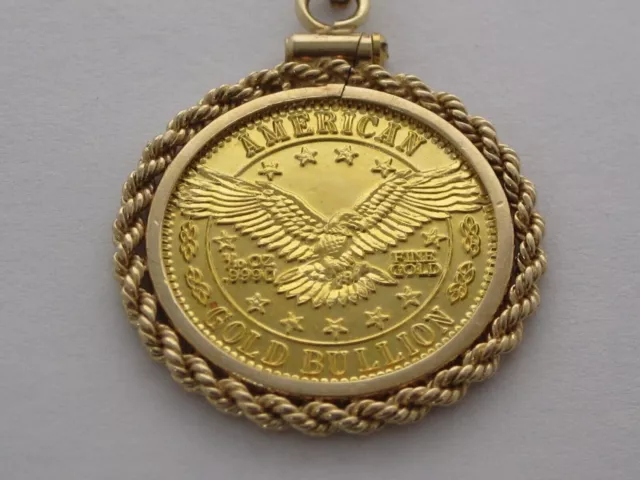 Bullion Coin Shape Without Stone Gorgeous Pendant With 14k Yellow Gold Plated