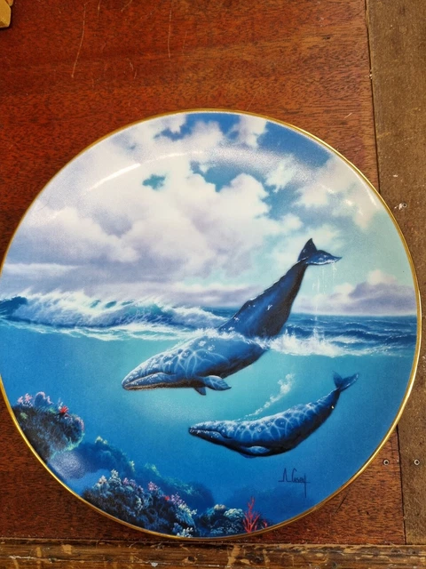 1991 "Traveler of the Sea" Vanishing Gentle Giants Grey Whale Collectable Plate