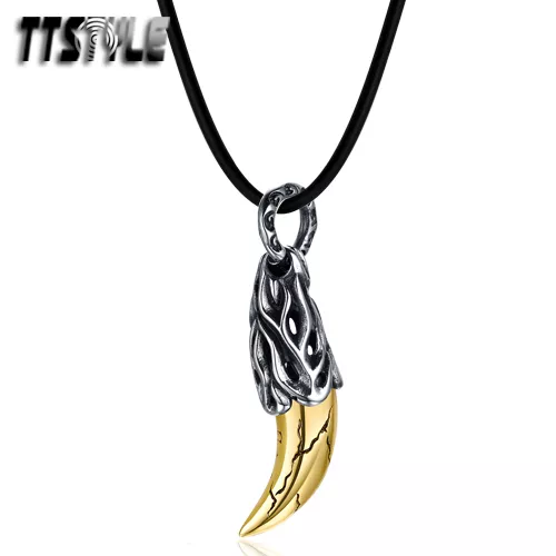 TTstyle Silver/Gold Tone 316 Stainless Steel Spear Pendant Necklace Free Chain