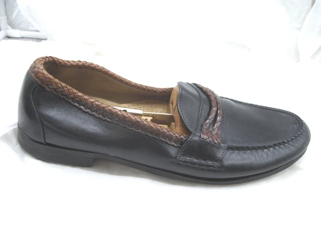 Allen Edmonds Newcomb Shoes Men 8.5D Black Brown Woven Leather Penny Loafers USA Allen Edmonds  main image 2