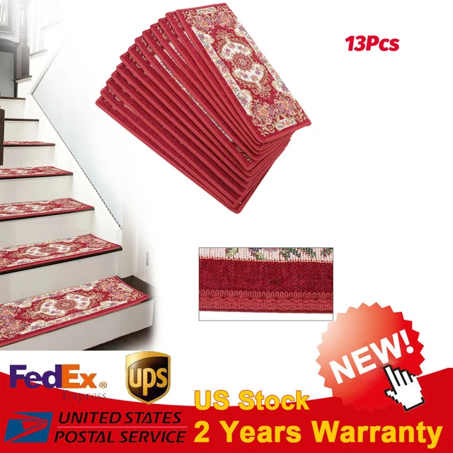 25.59'' 13Pcs Non-Slip Washable Stair Treads Carpet Rubber Mats Pads Carpet Rug