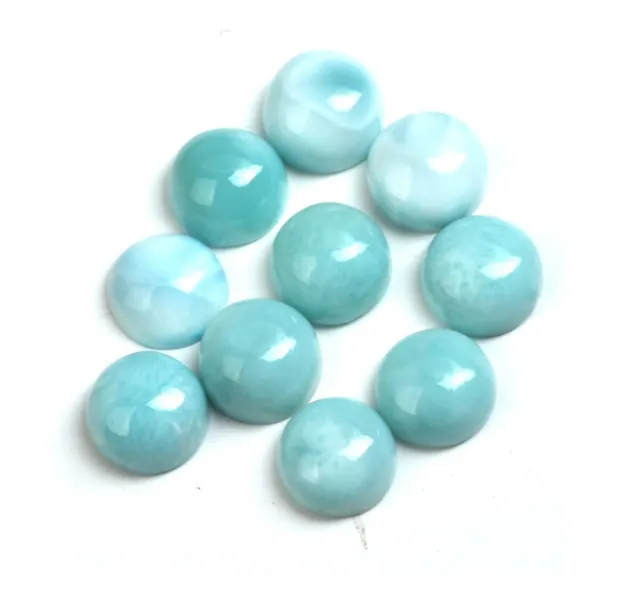 Larimar Round Cabochon Flat Back AAA Quality Natural Loose Gemstone Tous...