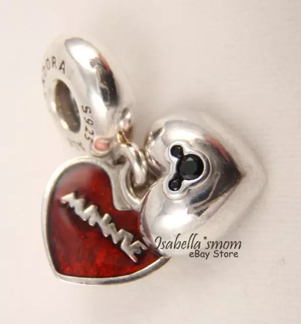 Disney MICKEY MINNIE HEART Authentic PANDORA Red LOVE Dangle Charm 791441NCK