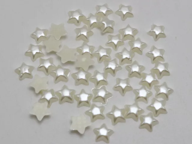 500 Ivory Acrylic Half Pearl Tiny Star Flatback Bead 6mm No Hole Scrapbook Craft