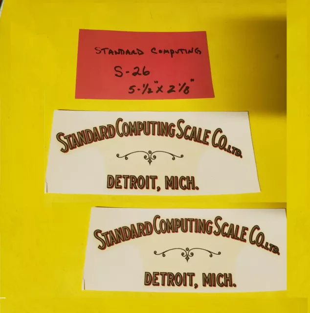 (2) Standard Computing Co. Antique Scale Decals (2) #S-26 (2) Standard Computing Co. Antique Scale Decals (2) #S-26