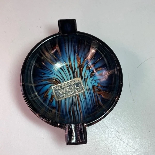 Vintage Mid Century Modern Colorful Glass Ashtray