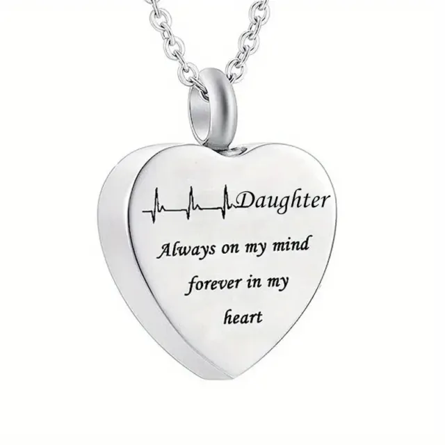 Cremation Ashes Urn Necklace Heart Pendant Memorial Silver Locket for a Daughter