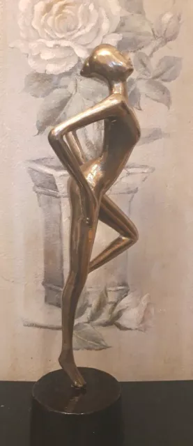 ART DECO Brass  SCULPTURE YOUNG DANCING WOMAN ... 1920s ~ 1930s 2