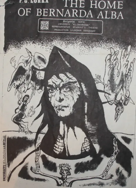 1981 Theatre Poster, The home of Bernarda Alba, Surrealist Portrait Print