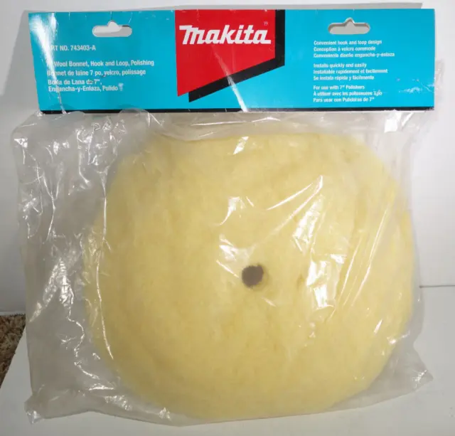Makita 7" inch Wool Polishing Bonnet / Pad - Hook & Loop 743403-A