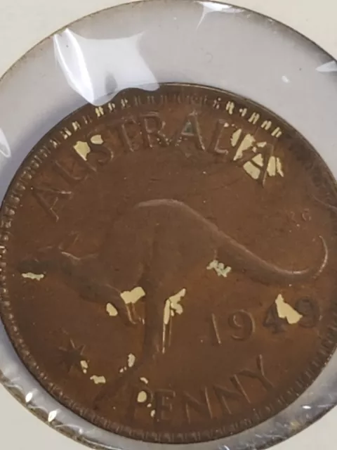 1949 Australia 1 penny Coin Kangaroo