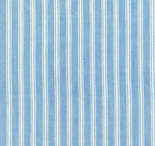Yarn Dyes: Sky Blue with White Stripes Cotton Fabric 110cm Wide (per metre)