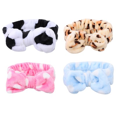 4Pcs Cerchietto Corna doccia breve peluche del viso testa Wrap Corna SPA fasce 