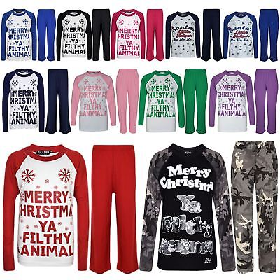 Kids Girls Boys PJ'S "YA FILTHY" Printed Christmas Pyjamas New Age 5-13 Years