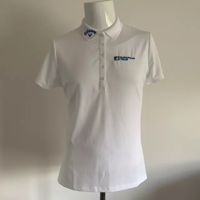 Polo top da donna Callaway golf europeo tour taglia L G bianca UG1081