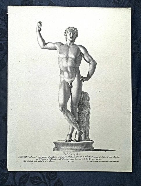 VINTAGE print 11x14" of a ZANETTI ENGRAVING of BACCHUS from Classical Statues