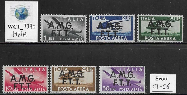 WC1_7970. TRIESTE FTT. 1947 DEMOCRATICA air mail set. Scott C1-C6. MNH