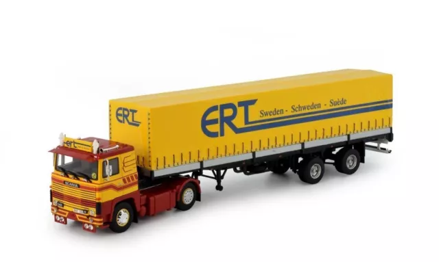 Tekno 1:50 ERT Sweden Scania 141 curtainside semitrailer Truck Diecast