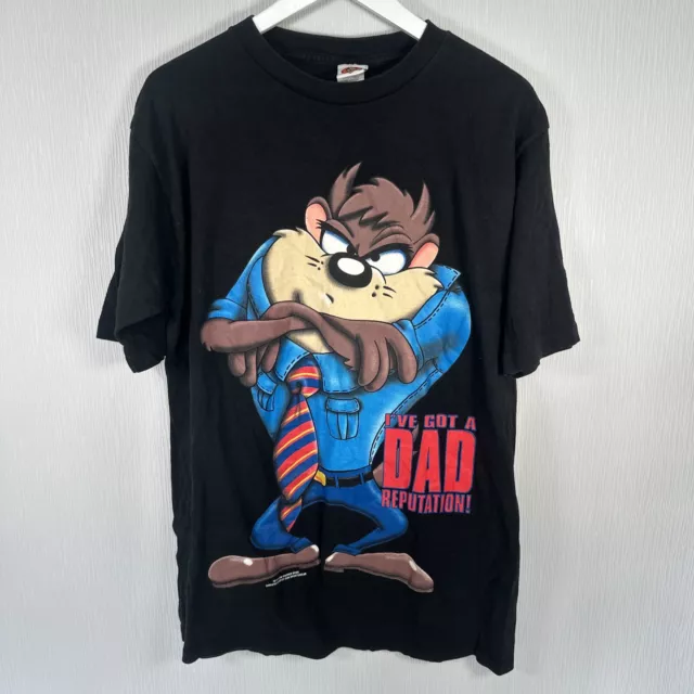 Vintage 1996 Taz Tasmanian Devil Looney Tunes T-Shirt ""Dad Reputation"" Herren L