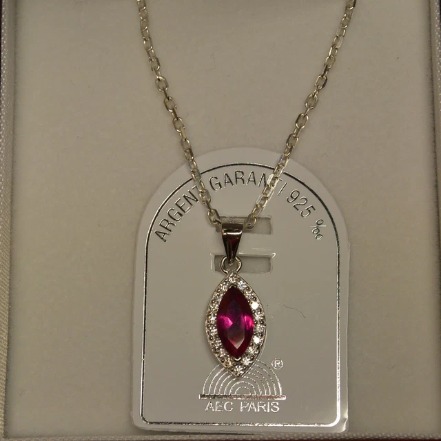 Collier Argent 925 Rhodié Avec œil Marquise Saphir Cz - Dolly-Bijoux - 15 Mm - Femme