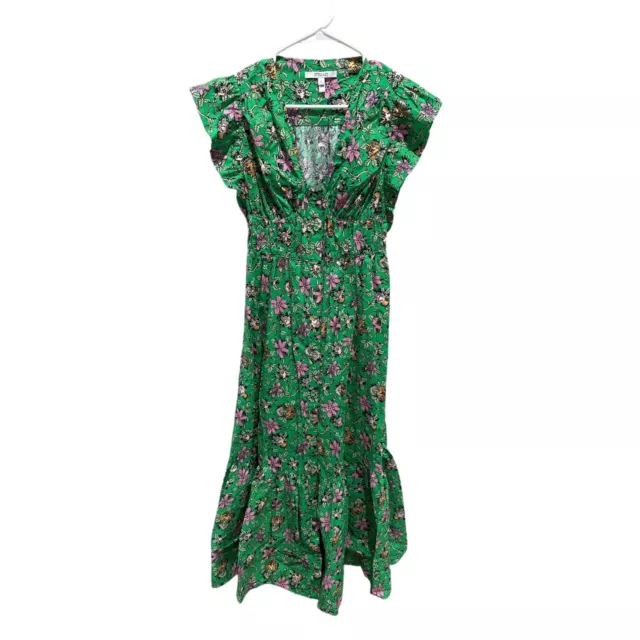 Derek Lam 10 Crosby Greta Ruffle Sleeved Floral Dress Green/Multi Women's 2 NWOT