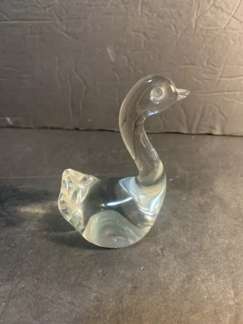 Vintage Art Glass Paperweight Decorative Swan Goose Figurine 3 7/8"