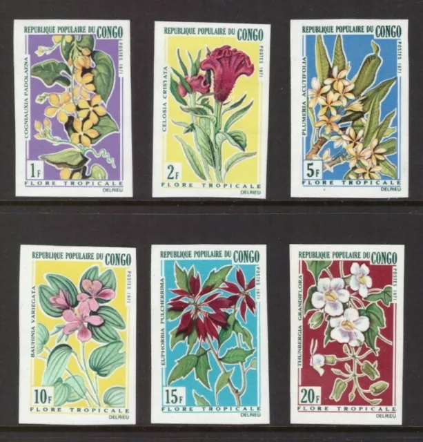 Congo 1971 Flowers imperf. set MNH mint stamps