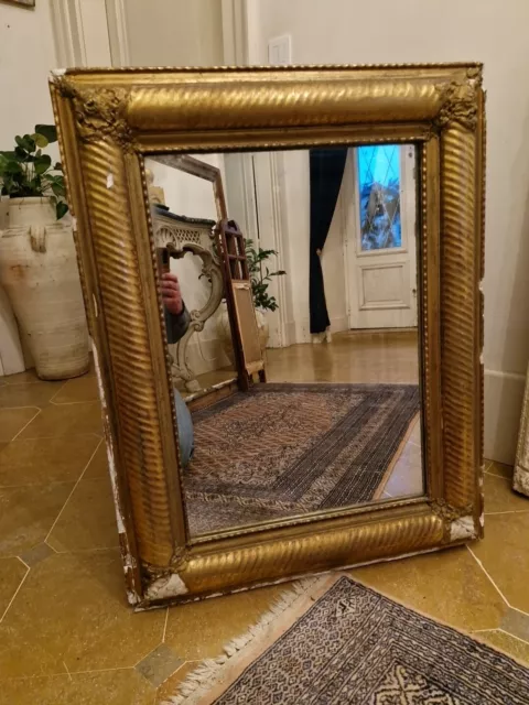 Miroir Ancien En Bois Doré Fin XIX Ème S