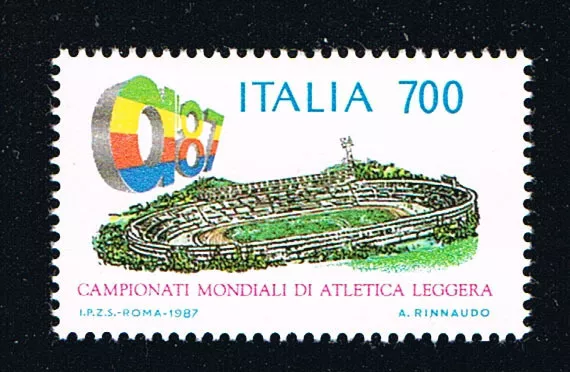 ITALIA IL FRANCOBOLLO CAMPIONATI MONDIALI DI ATLETICA STADIO OLIMPICO 1987 nuovo