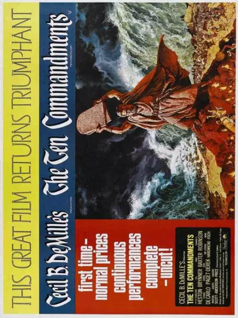 THE TEN COMMANDMENTS Movie POSTER 27x40 D Charlton Heston Yul Brynner Anne