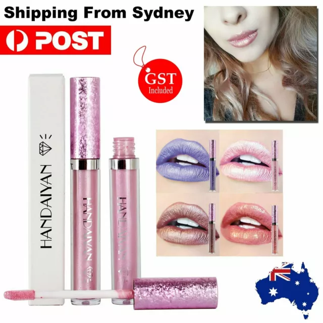 HANDAIYAN Metallic Metal Lipstick Liquid Glitter Long Lasting Lip Gloss Makeup