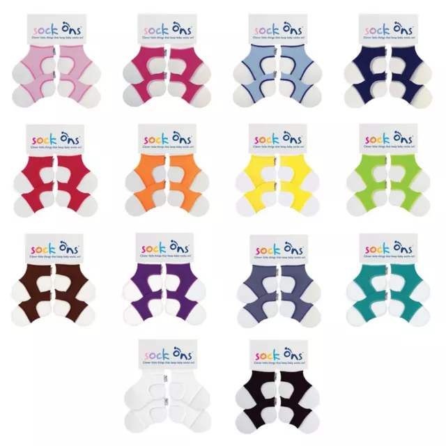 2 Pack Babies Sock Ons Sock Keepers - All Colours & Sizes Available You Choose