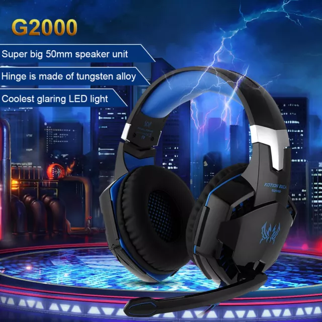 EACH Gaming Kopfhörer Headset mit Mikrofon 3,5mm Stereo USB für PC Laptop PS4 2